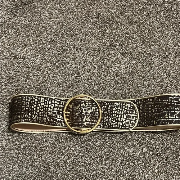 Saks Fifth Avenue Gold and Brown Textured Belt - Picture 2 of 6